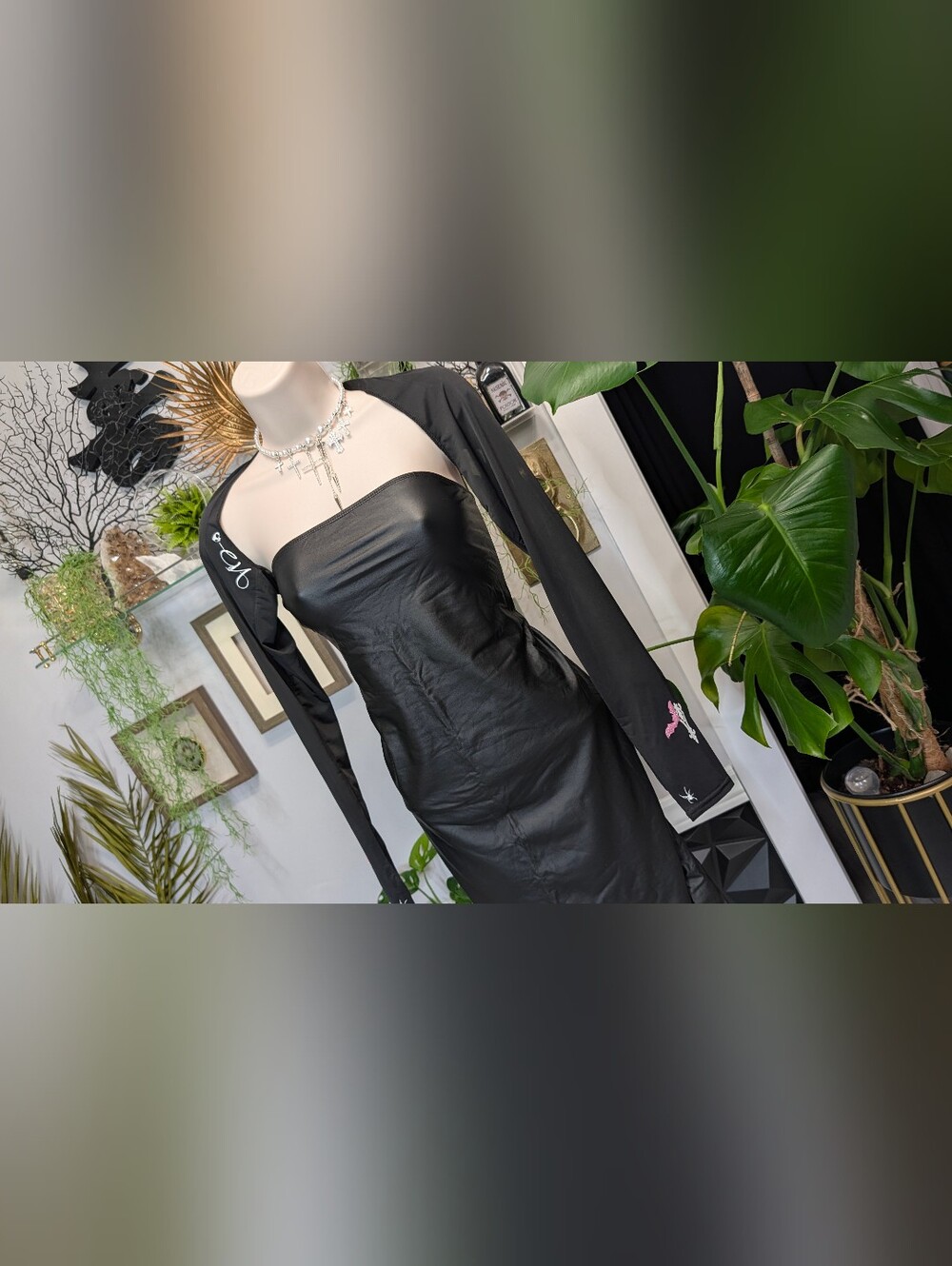 Vixen Drip Gothic Glitter Black Bolero Shrug Top SM-LG